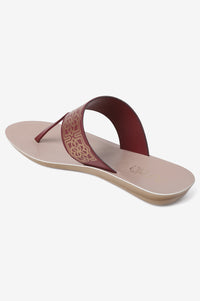 Aurelia Foil Print Burgundy Almond Toe Flat