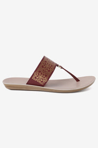 Aurelia Foil Print Burgundy Almond Toe Flat
