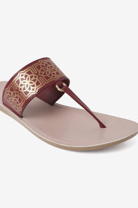 Aurelia Foil Print Burgundy Almond Toe Flat