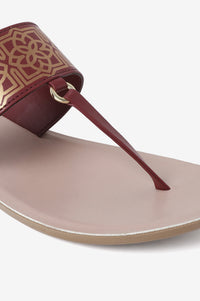 Aurelia Foil Print Burgundy Almond Toe Flat
