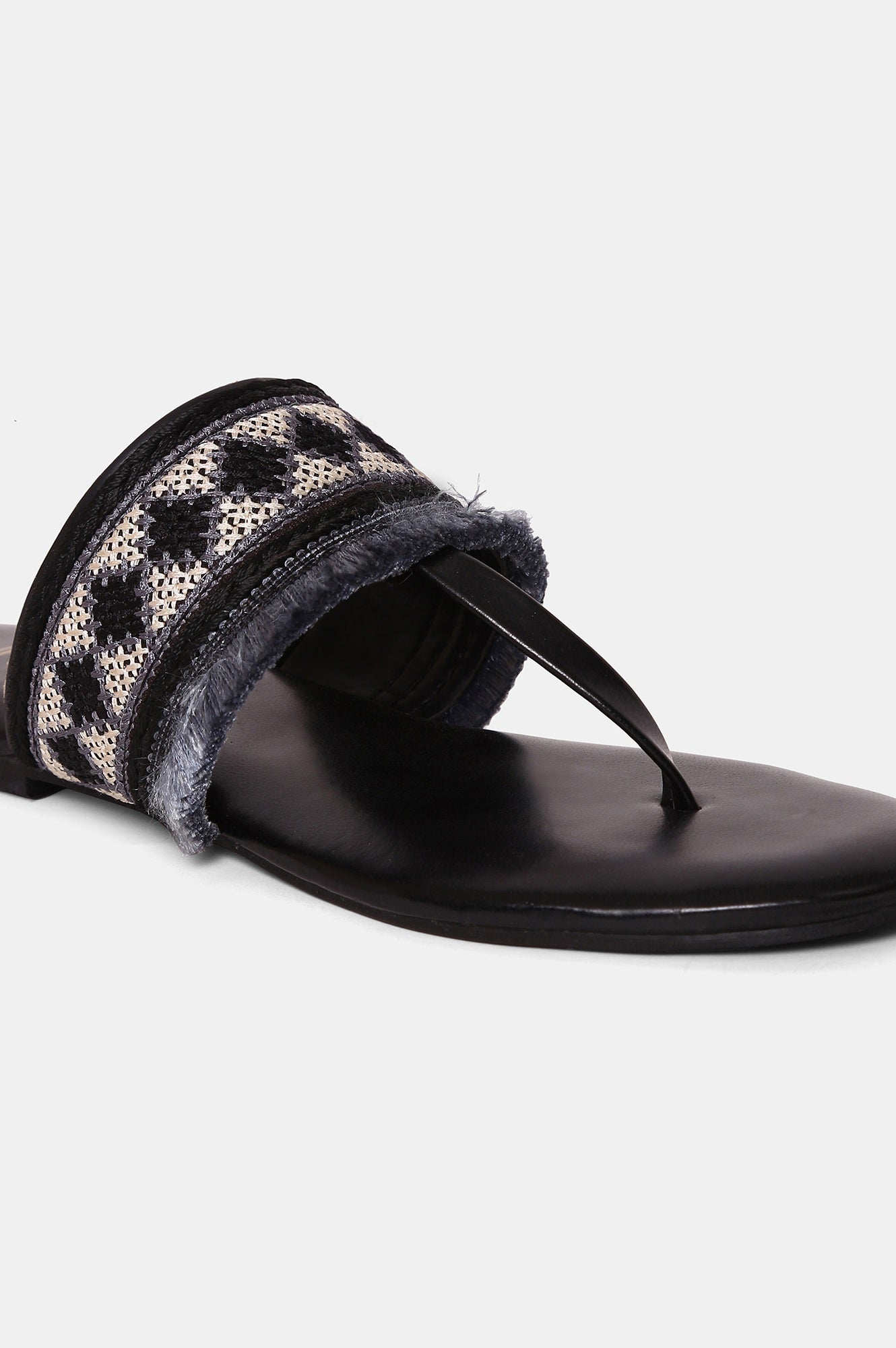 Aurelia Grey Multi Embroidered Round Toe Flat-Zrory