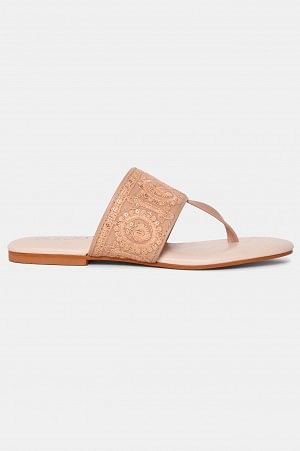 Aurelia Embroidered Blush Round Toe Flat