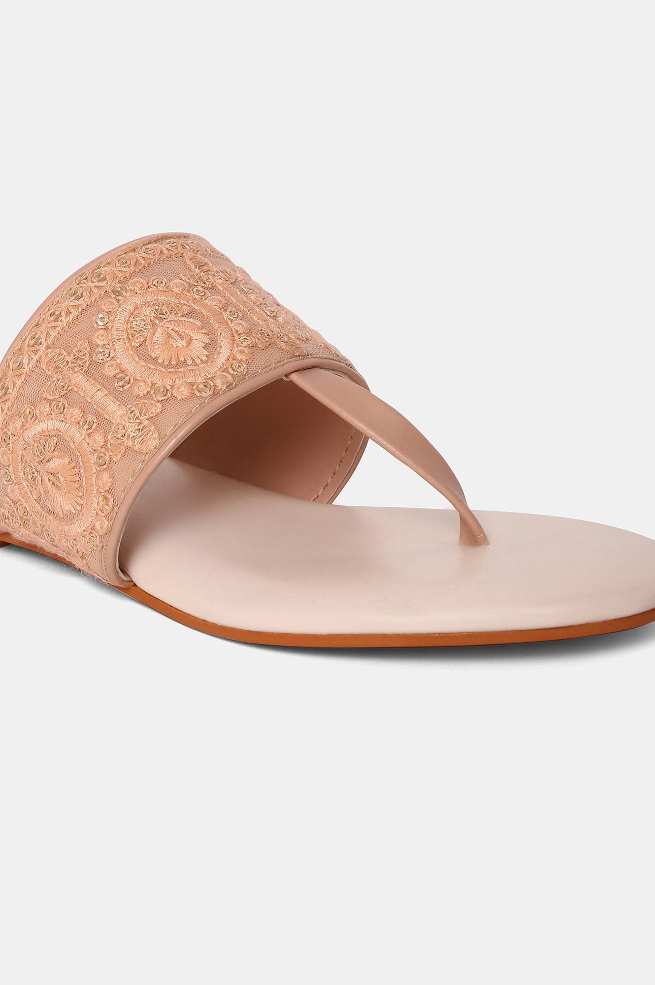 Aurelia Blush Embroidered Round Toe Flat-Zrory