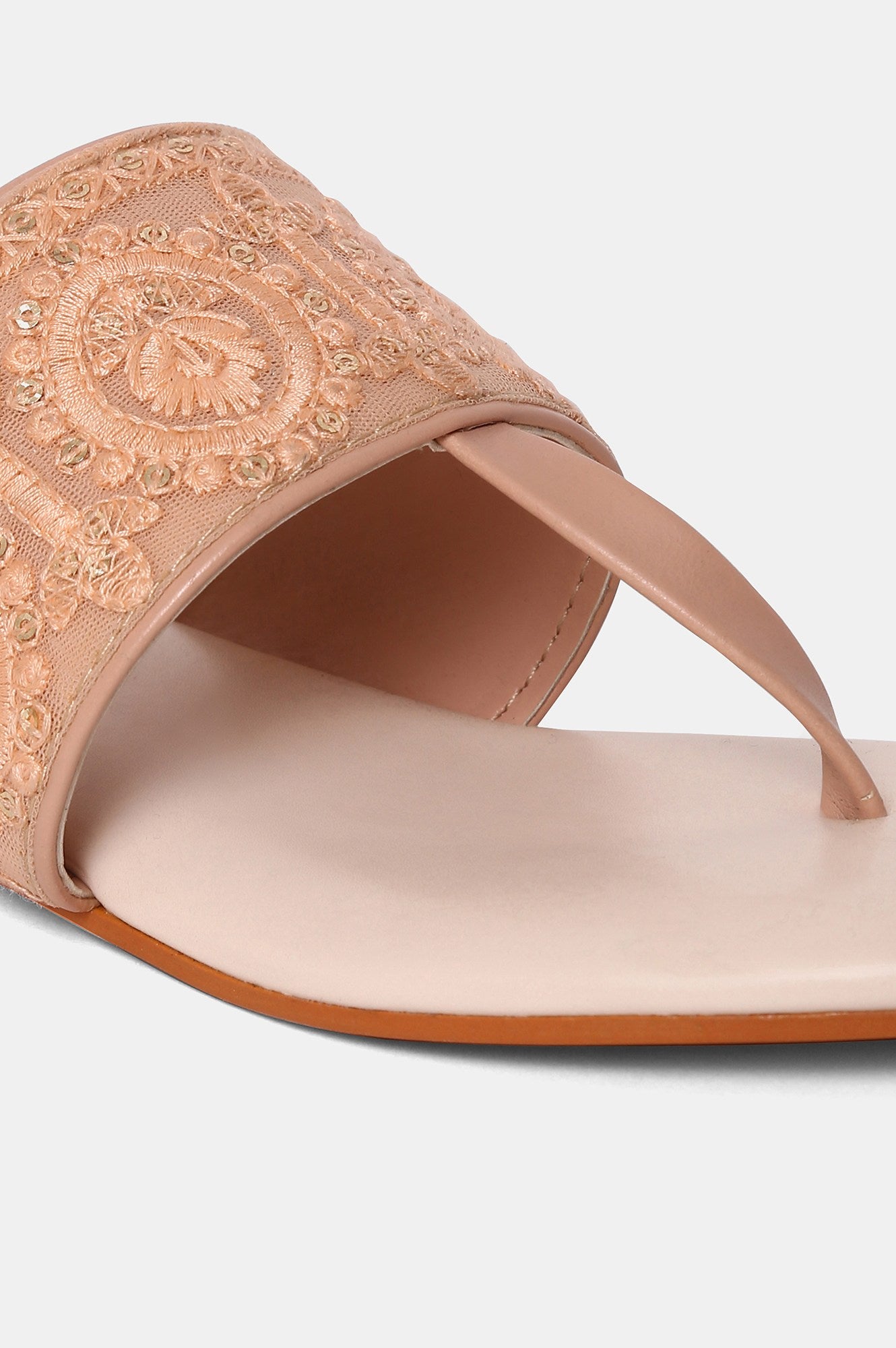 Aurelia Blush Embroidered Round Toe Flat-Zrory