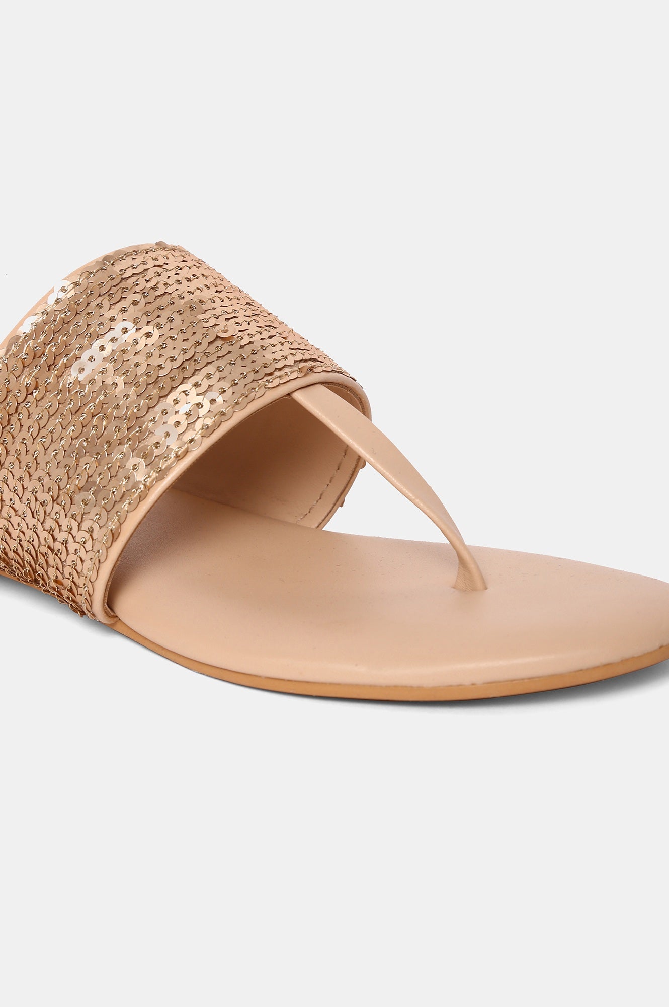 Aurelia Gold Embroidered Round Toe Flat-Zrory