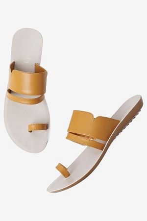 Aurelia Solid Yellow Almond Toe Flat