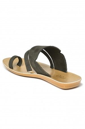 Aurelia Textured Olive Almond Toe Flat