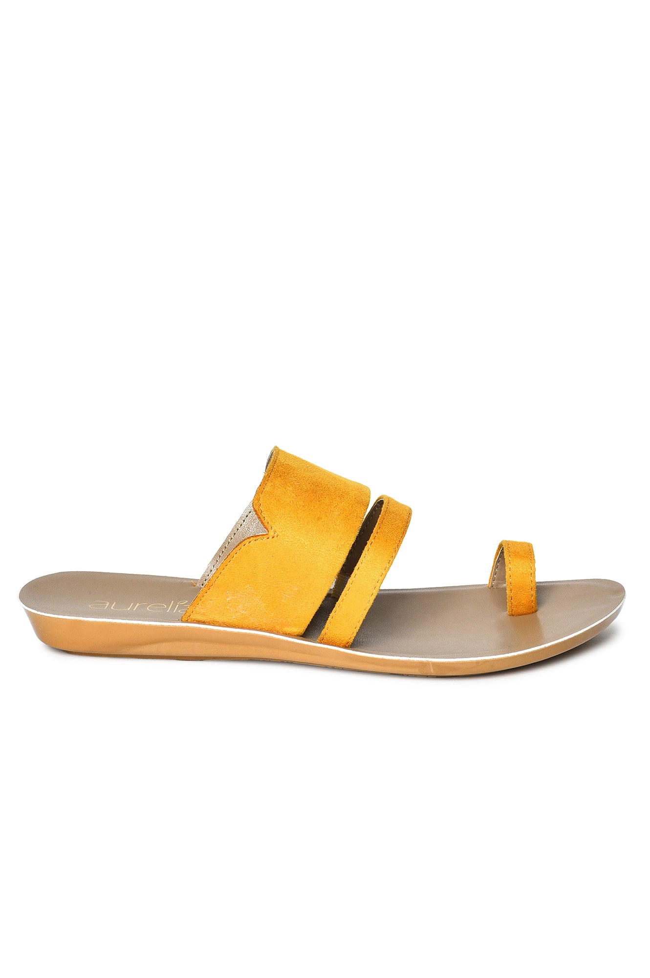 Aurelia Textured Yellow Almond Toe Flat