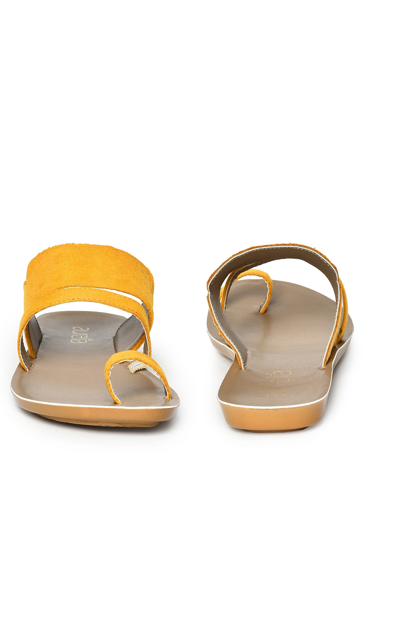 Aurelia Textured Yellow Almond Toe Flat