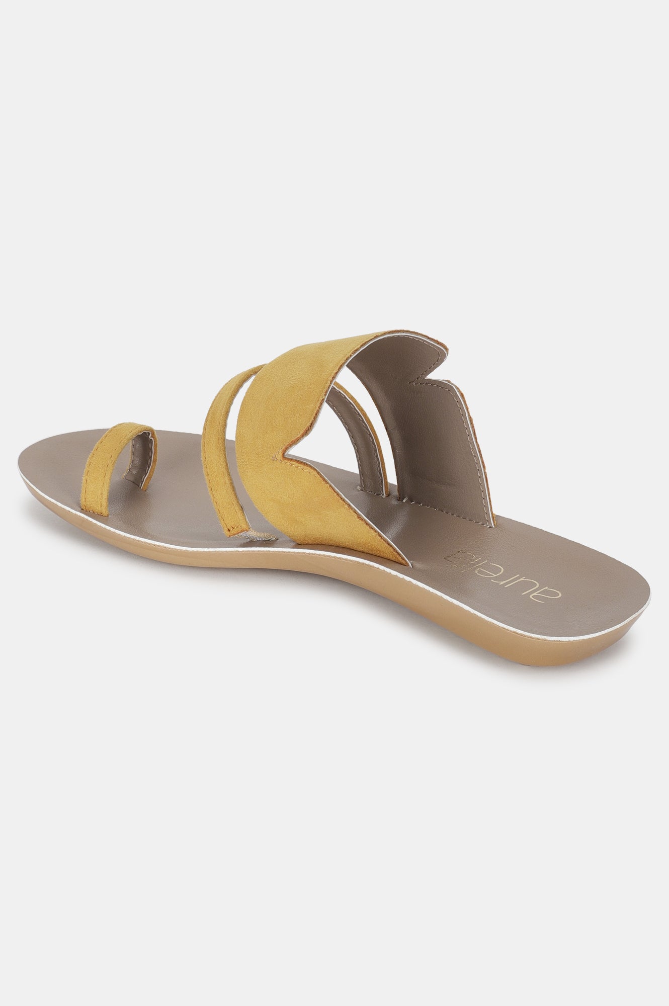 Yellow Almond Toe Textured Flat-ZMONICA