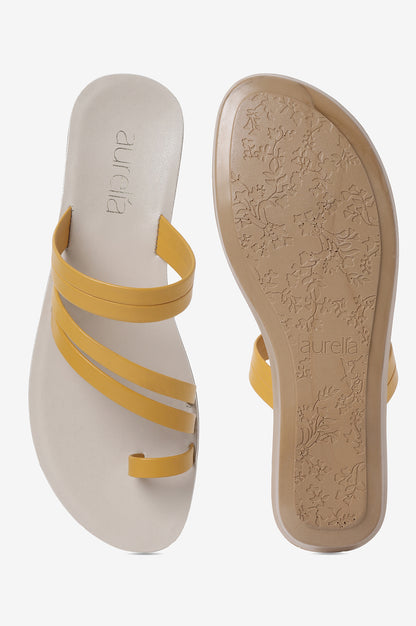 Aurelia Solid Yellow Almond Toe Flat