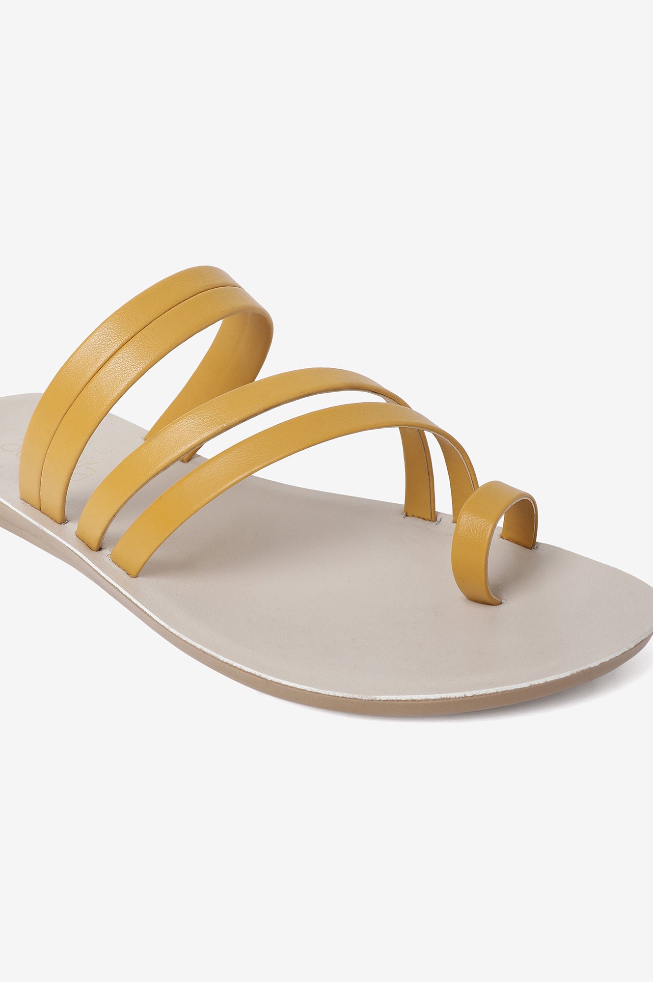 Aurelia Solid Yellow Almond Toe Flat