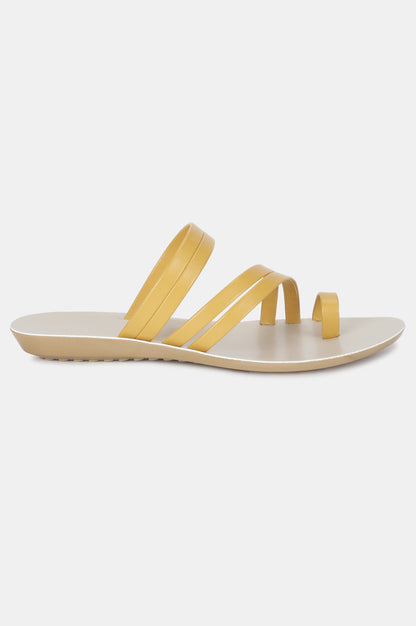 Yellow Almond Toe Solid Flat-ZMELANY