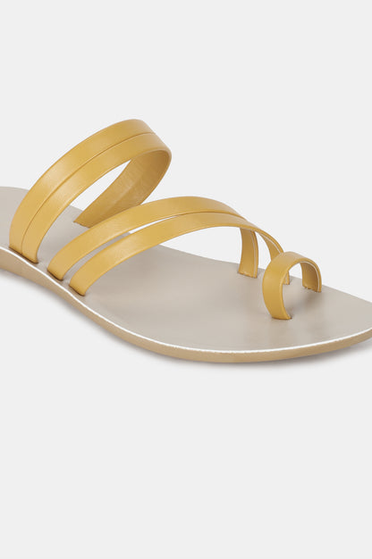 Yellow Almond Toe Solid Flat-ZMELANY