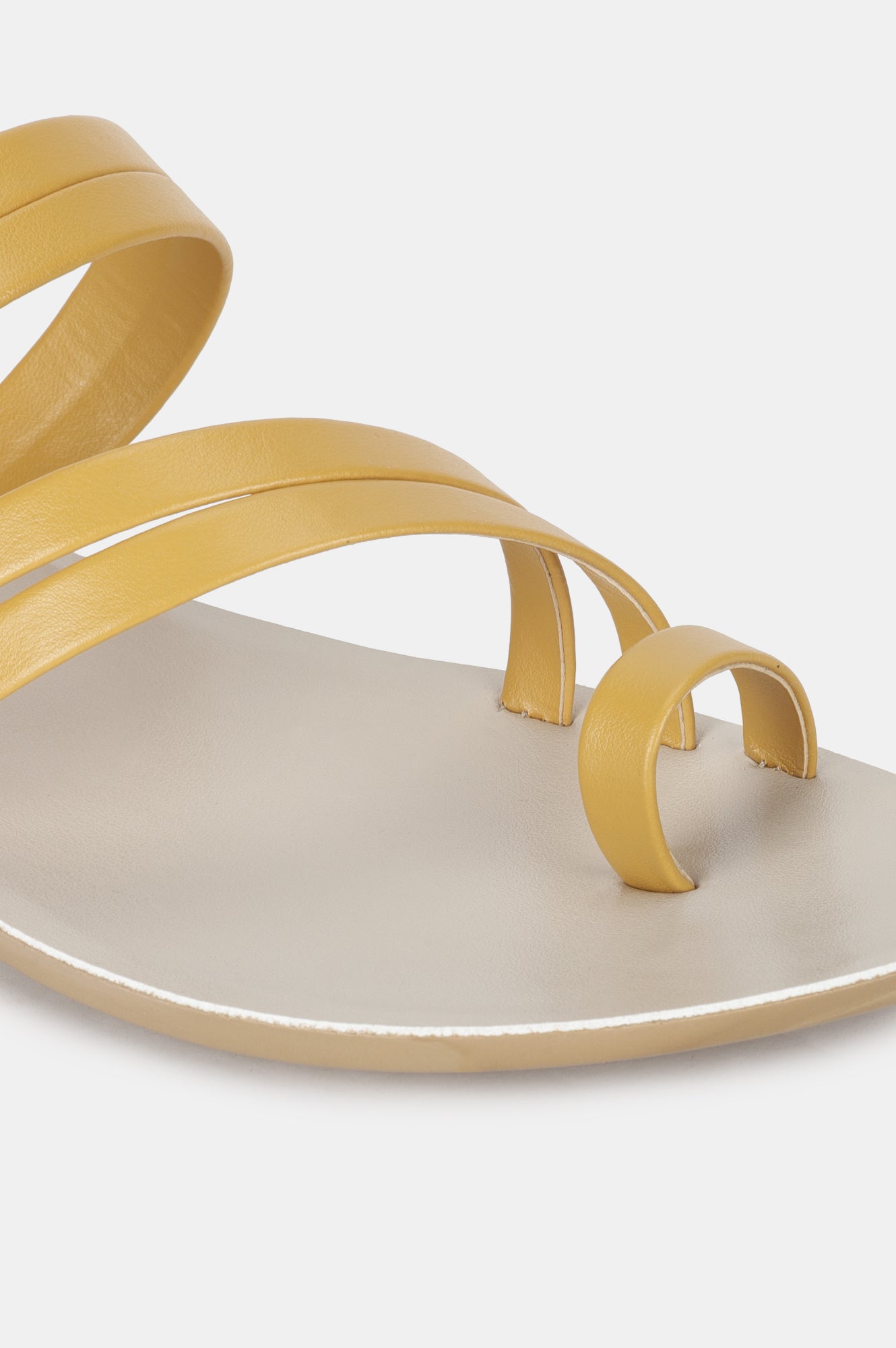 Yellow Almond Toe Solid Flat-ZMELANY