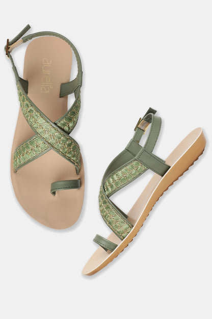 Aurelia Embroidered Almond Toe Flat-Zlaurel