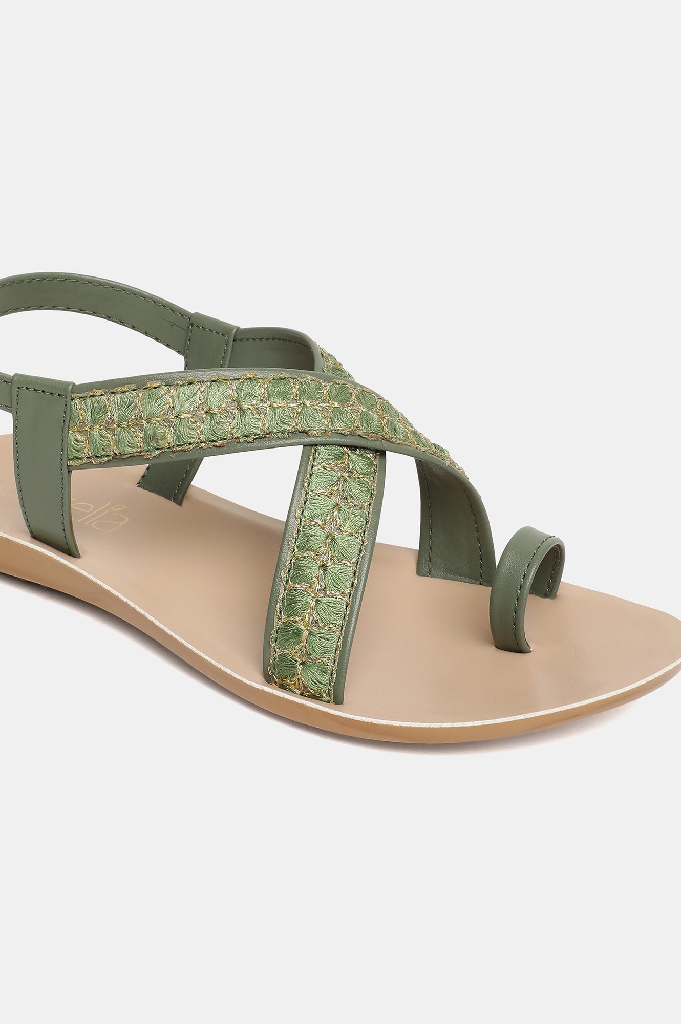 Aurelia Embroidered Almond Toe Flat-Zlaurel