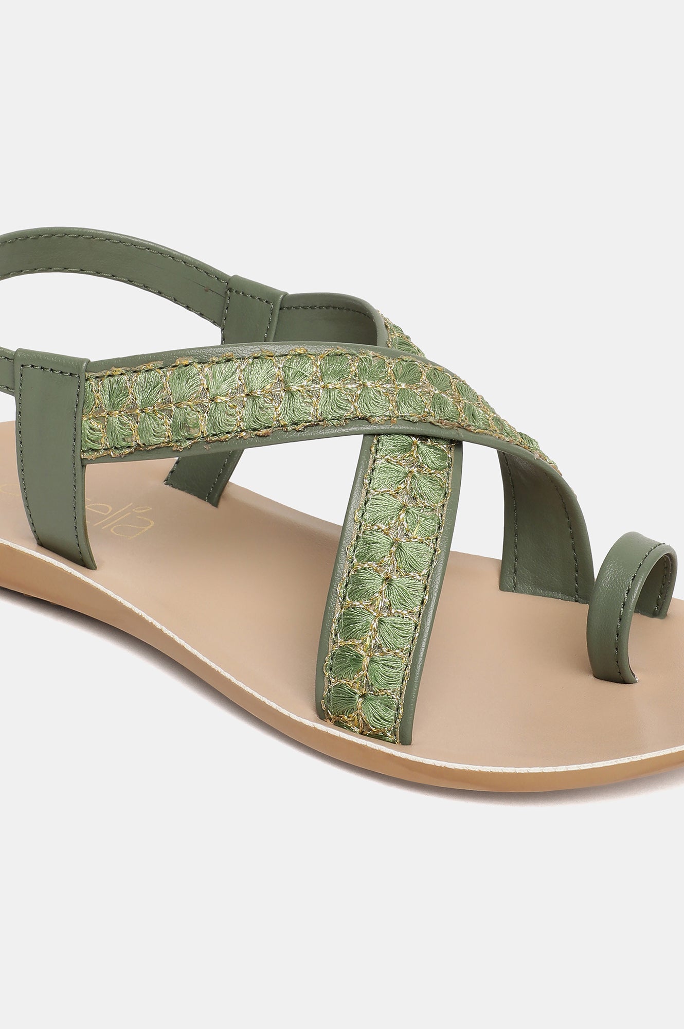 Aurelia Embroidered Almond Toe Flat-Zlaurel