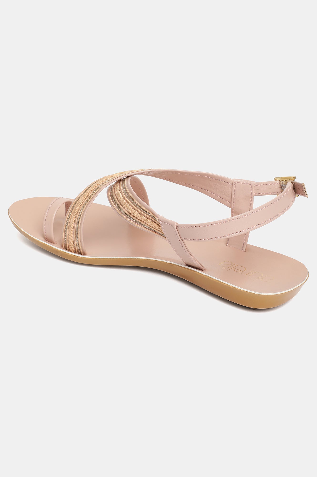 Aurelia Blush Embroidered Almond Toe Flat-Zlaurel