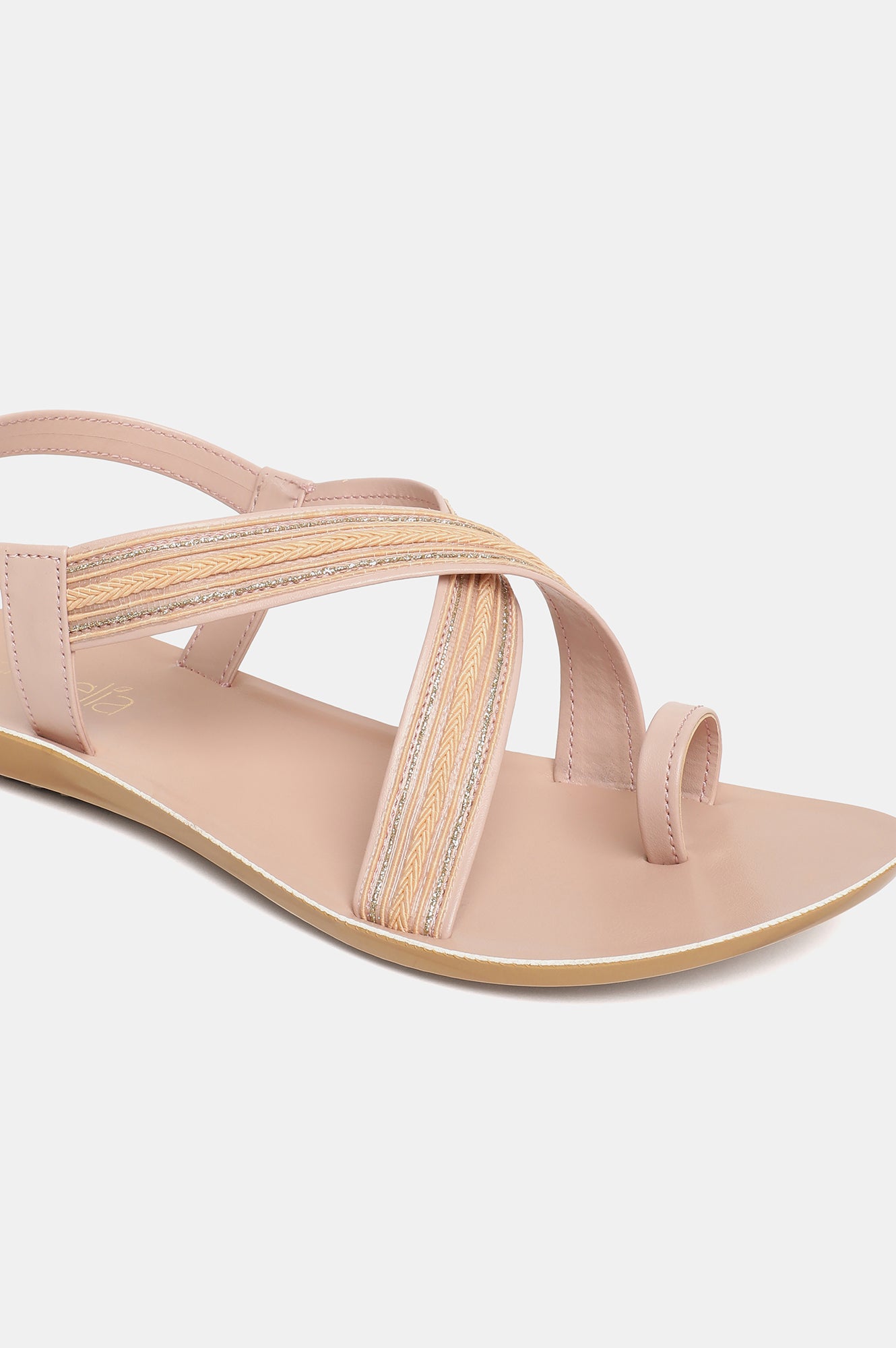 Aurelia Blush Embroidered Almond Toe Flat-Zlaurel