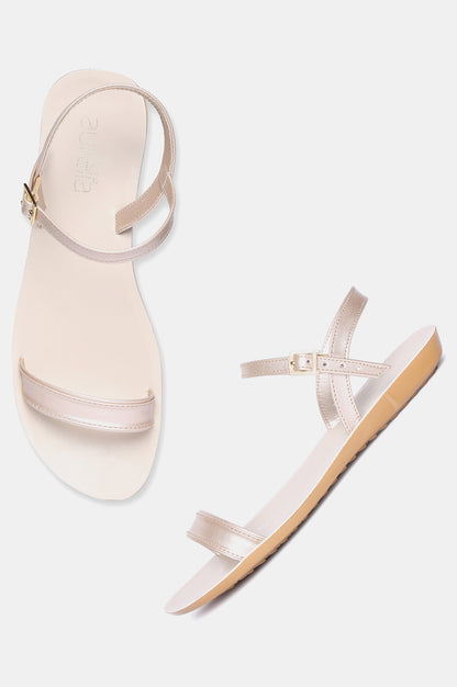 Gold Almond Toe Solid Flat-Zlillie