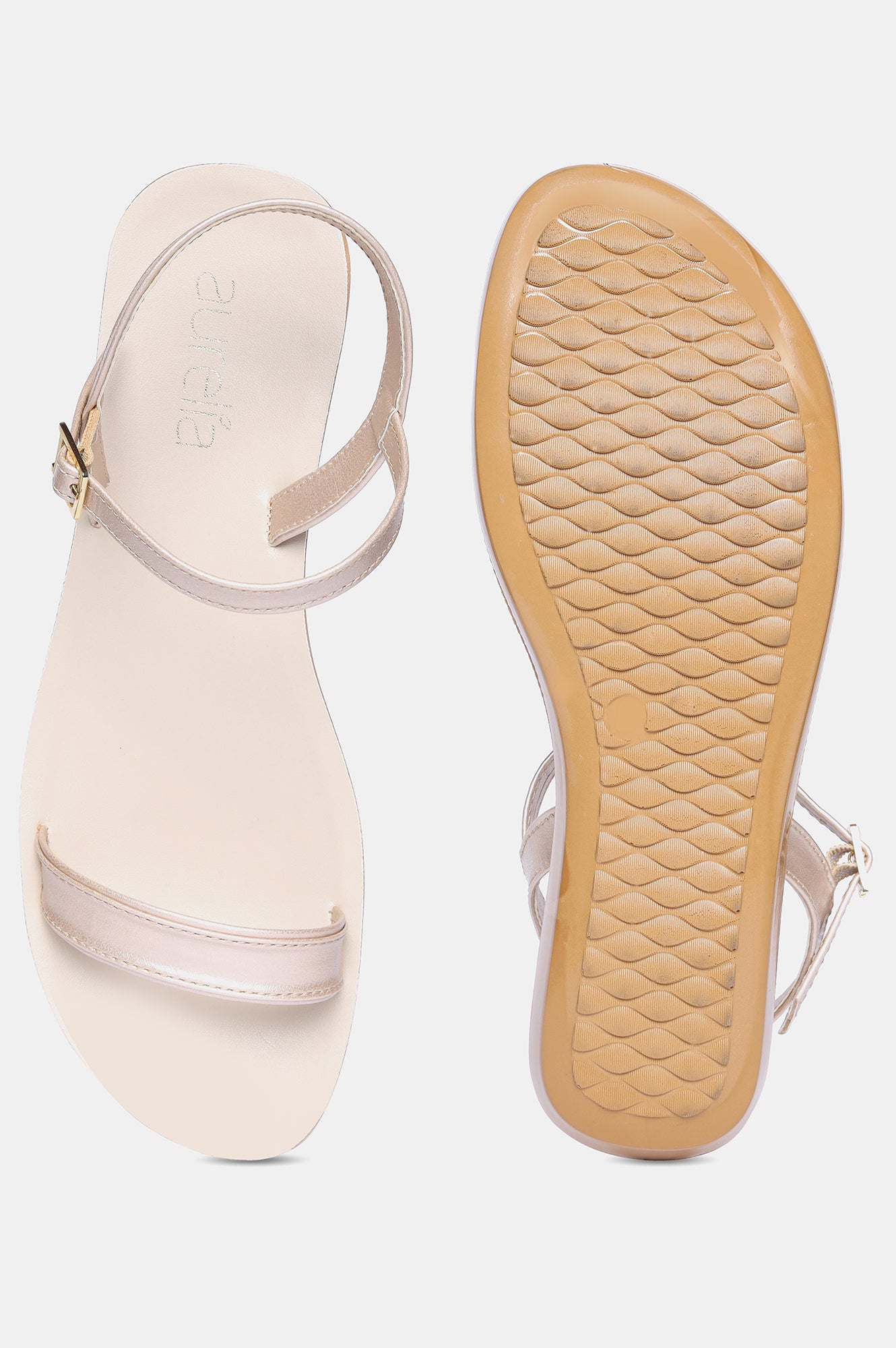 Gold Almond Toe Solid Flat-Zlillie