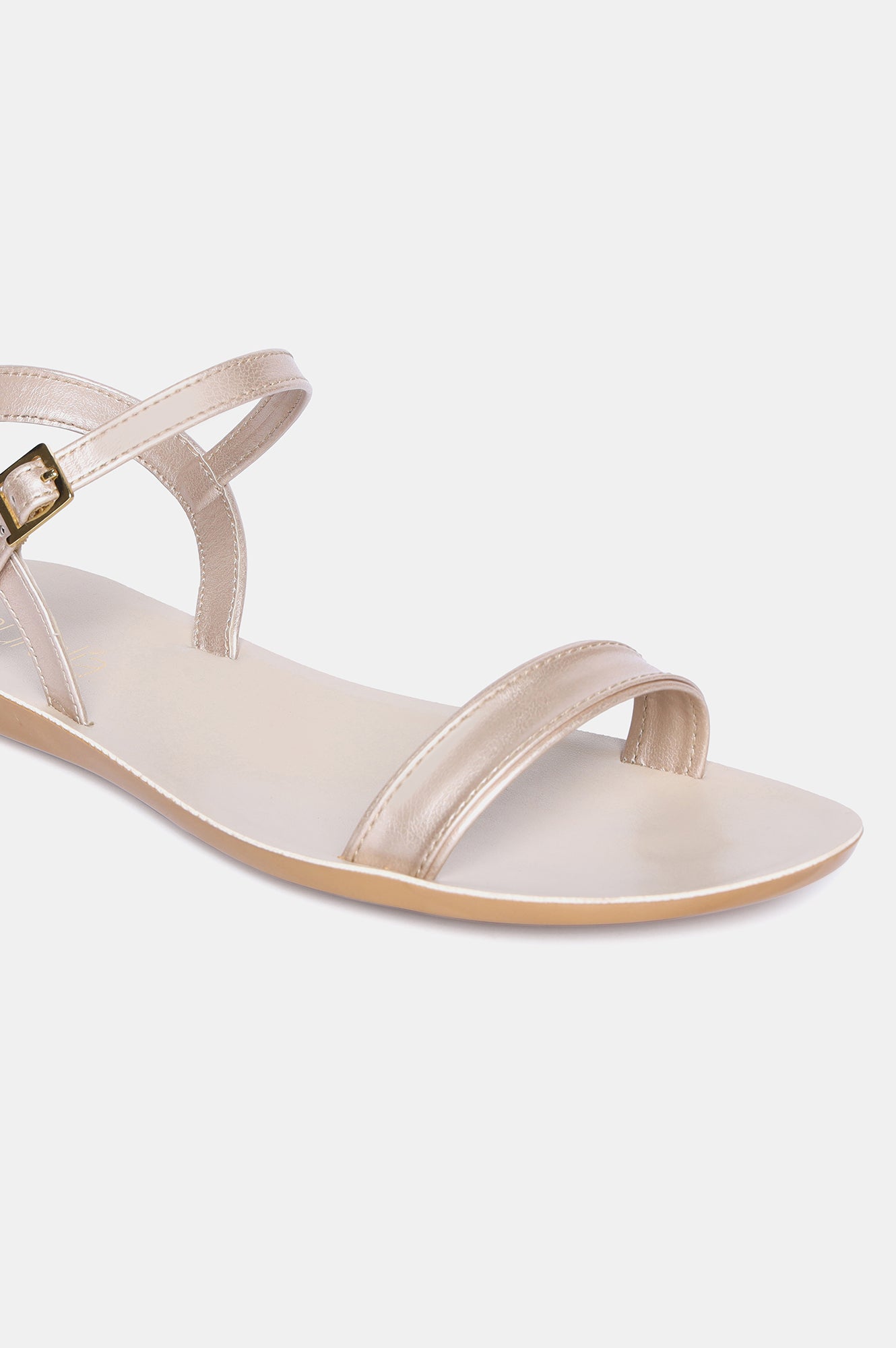 Gold Almond Toe Solid Flat-Zlillie