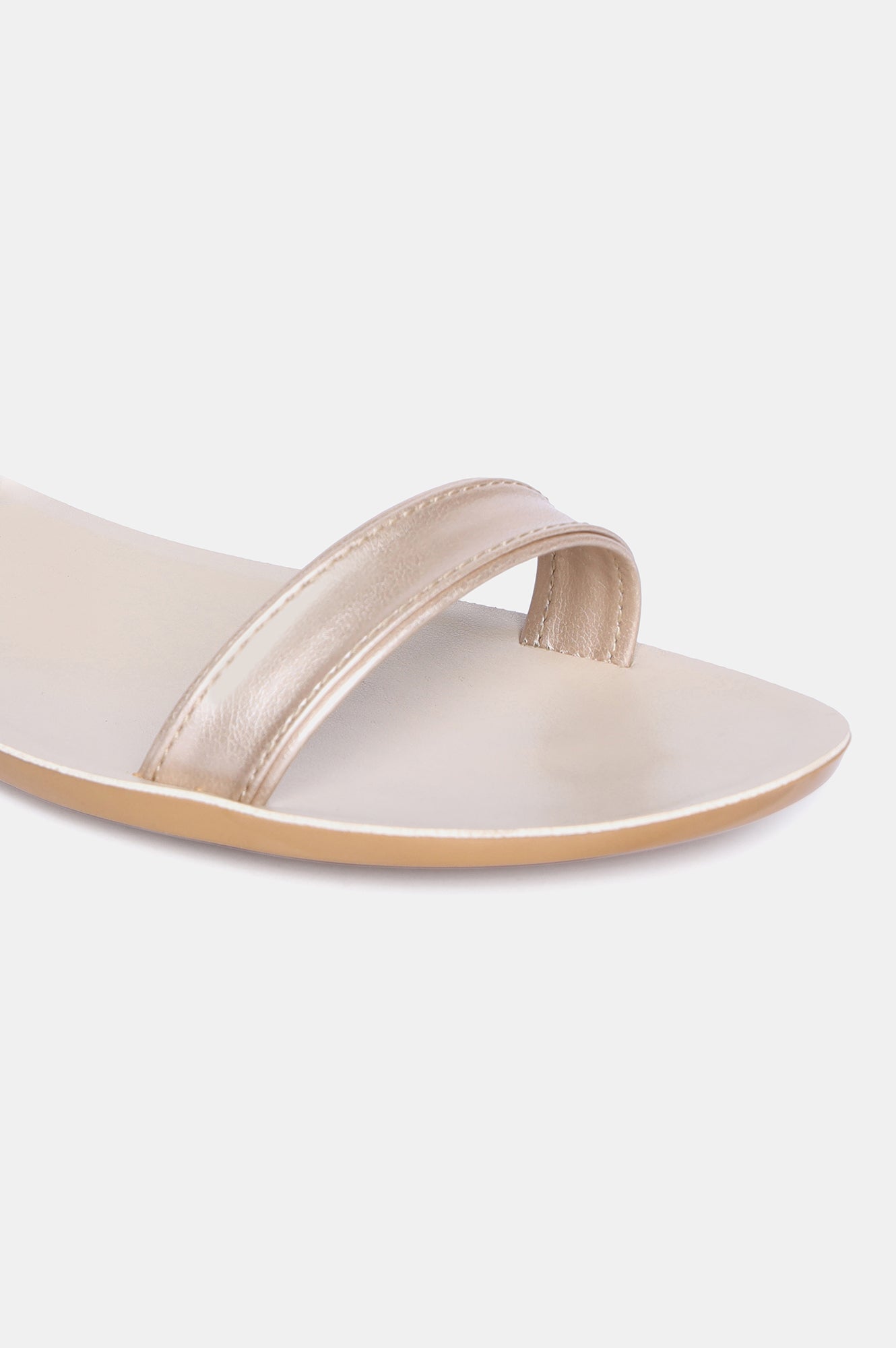 Gold Almond Toe Solid Flat-Zlillie