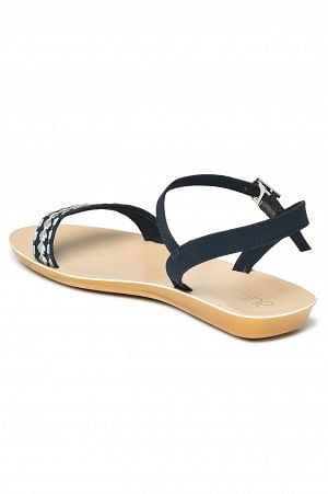 Aurelia Textured Navy Almond Toe Flat