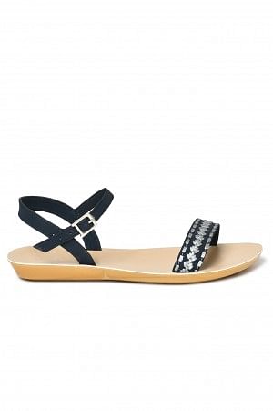 Aurelia Textured Navy Almond Toe Flat