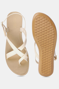 Aurelia Ecru Solid Almond Toe Flat-Zrosa