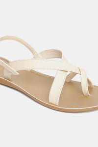 Aurelia Ecru Solid Almond Toe Flat-Zrosa