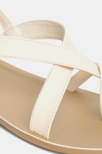 Aurelia Ecru Solid Almond Toe Flat-Zrosa