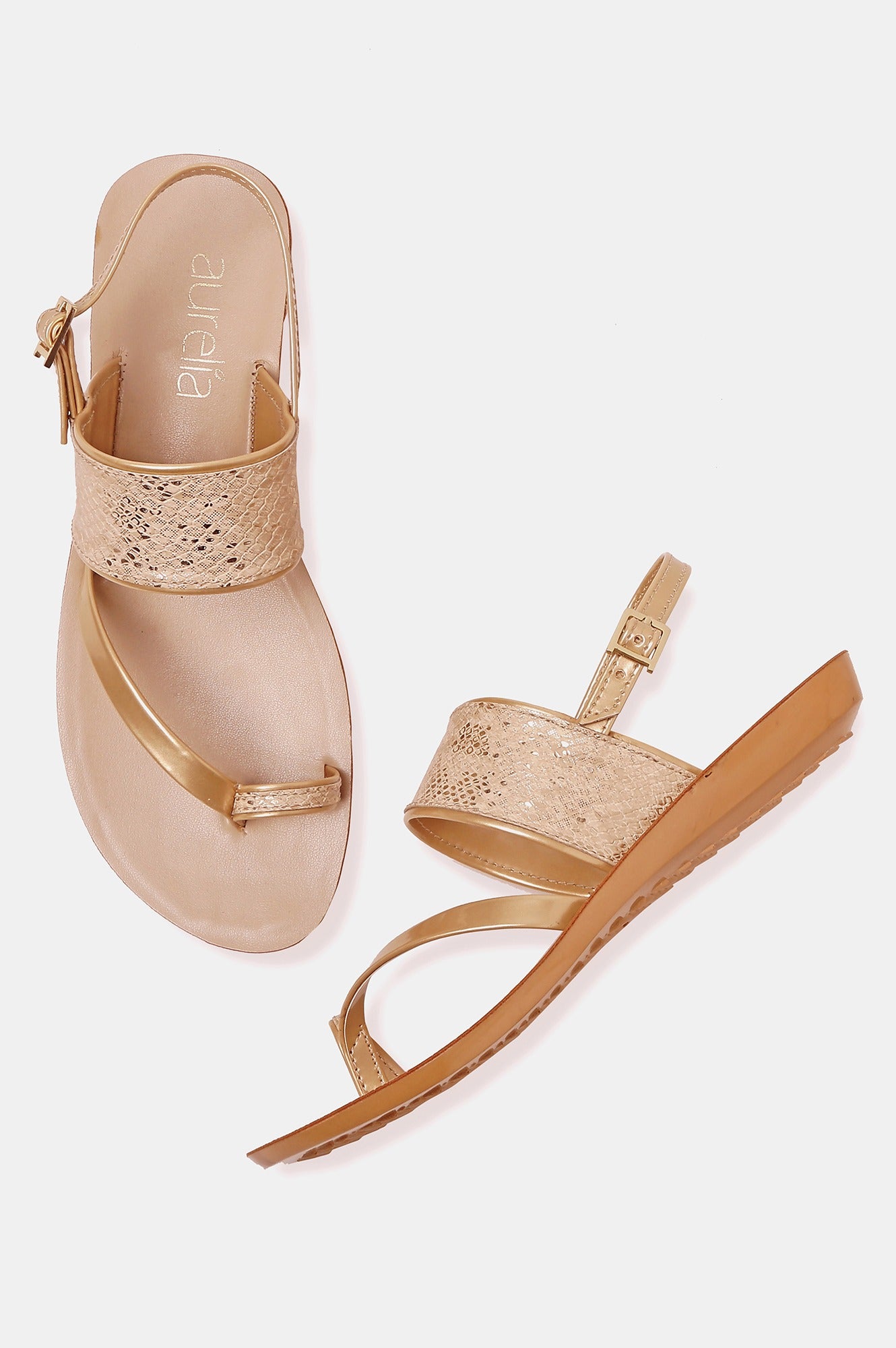 AURELIA GOLD Almond Toe Flat-ZTIANA