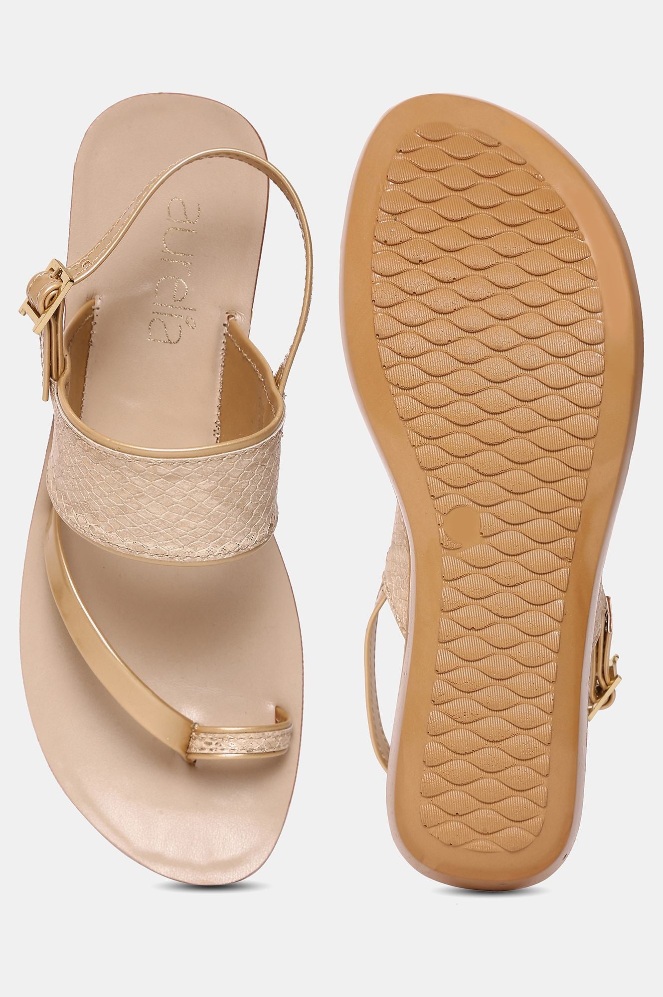 AURELIA GOLD Almond Toe Flat-ZTIANA