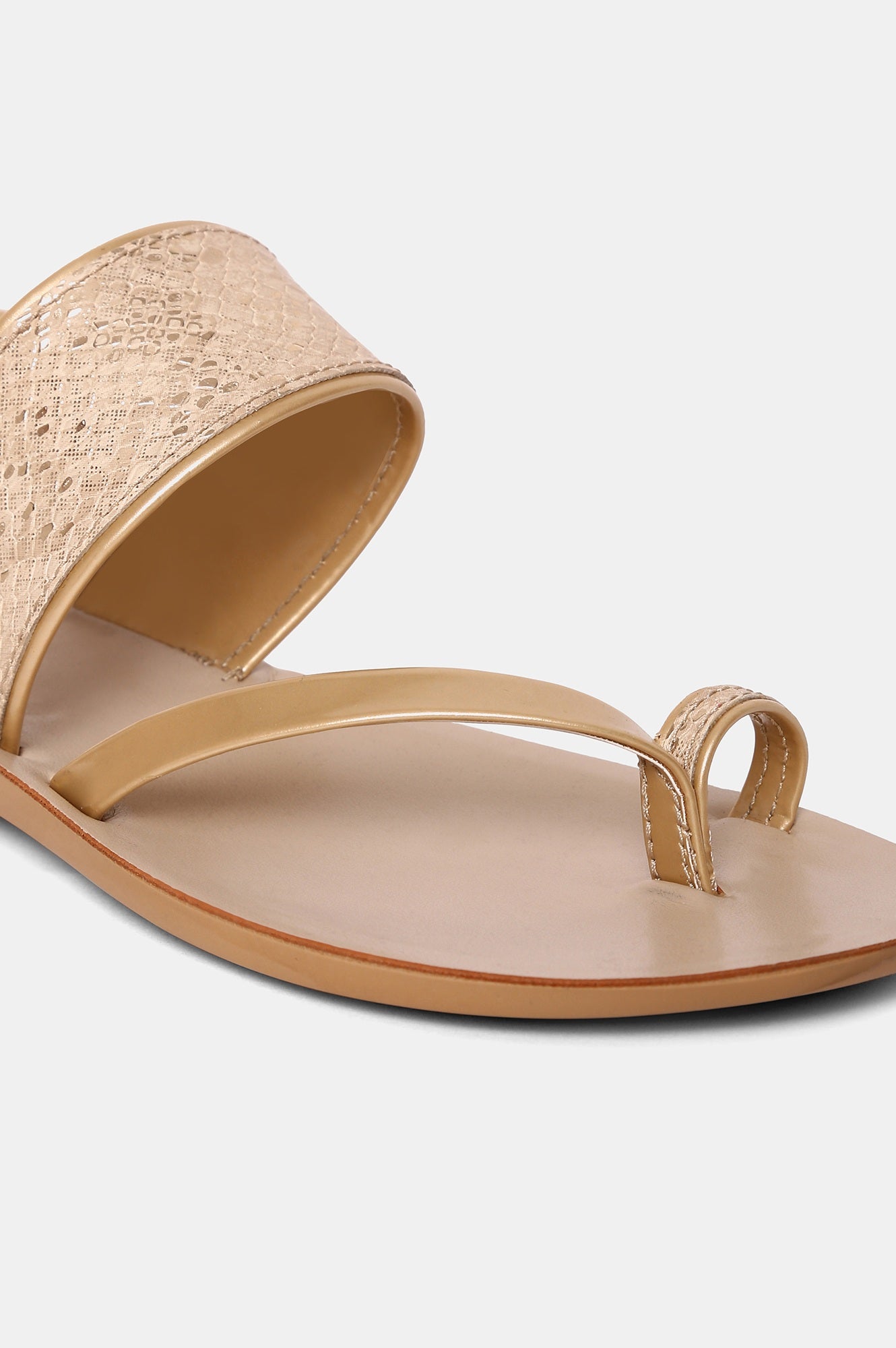 AURELIA GOLD Almond Toe Flat-ZTIANA