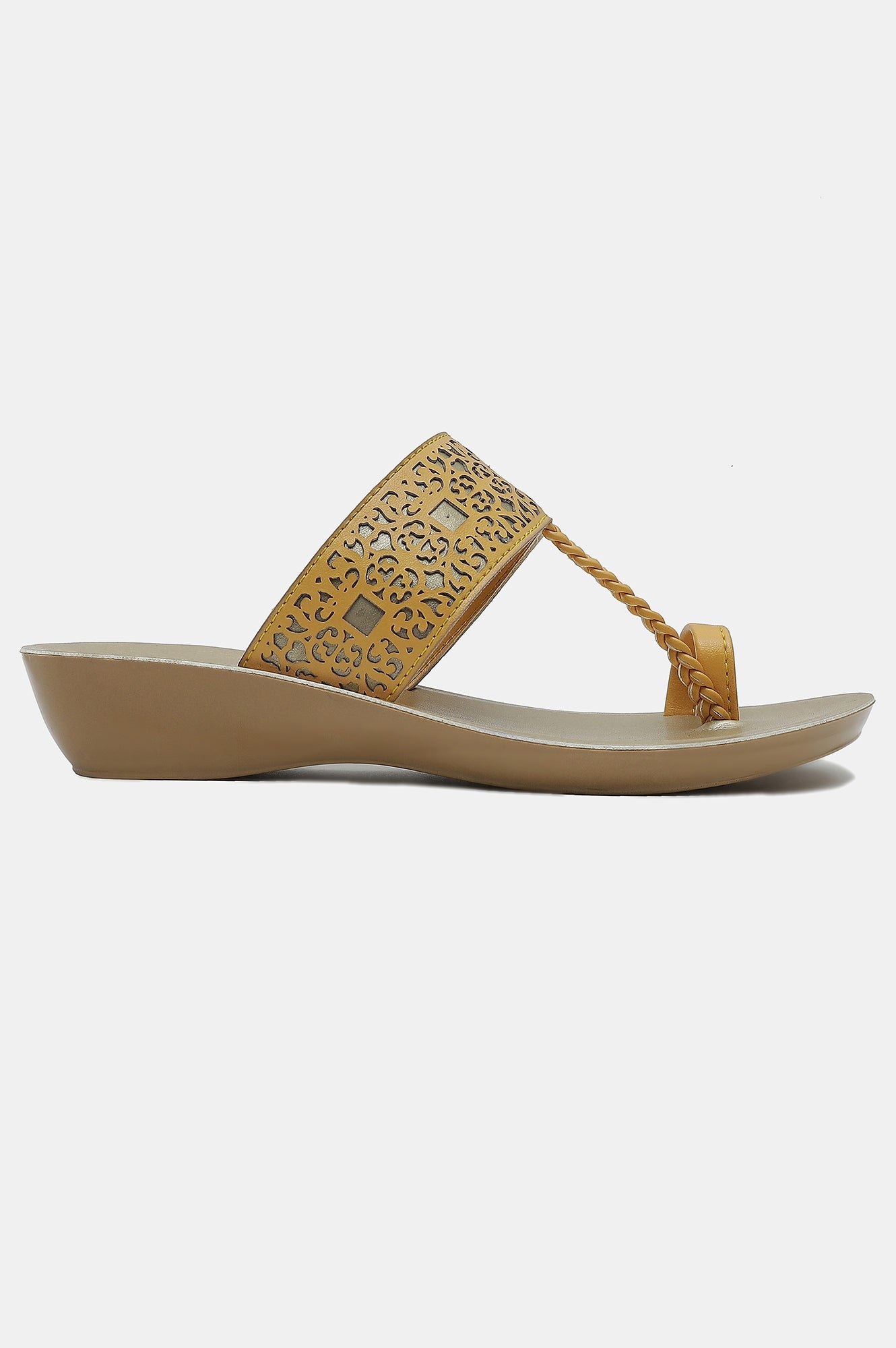 Aurelia Laser Cut Almond Toe Wedge-Zjolie