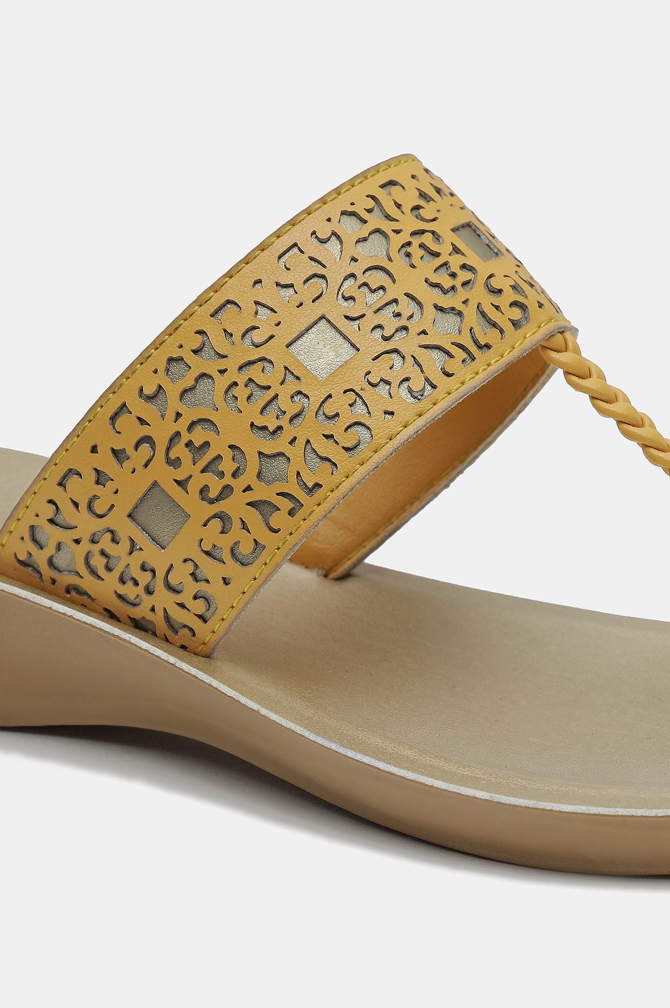 Aurelia Laser Cut Almond Toe Wedge-Zjolie