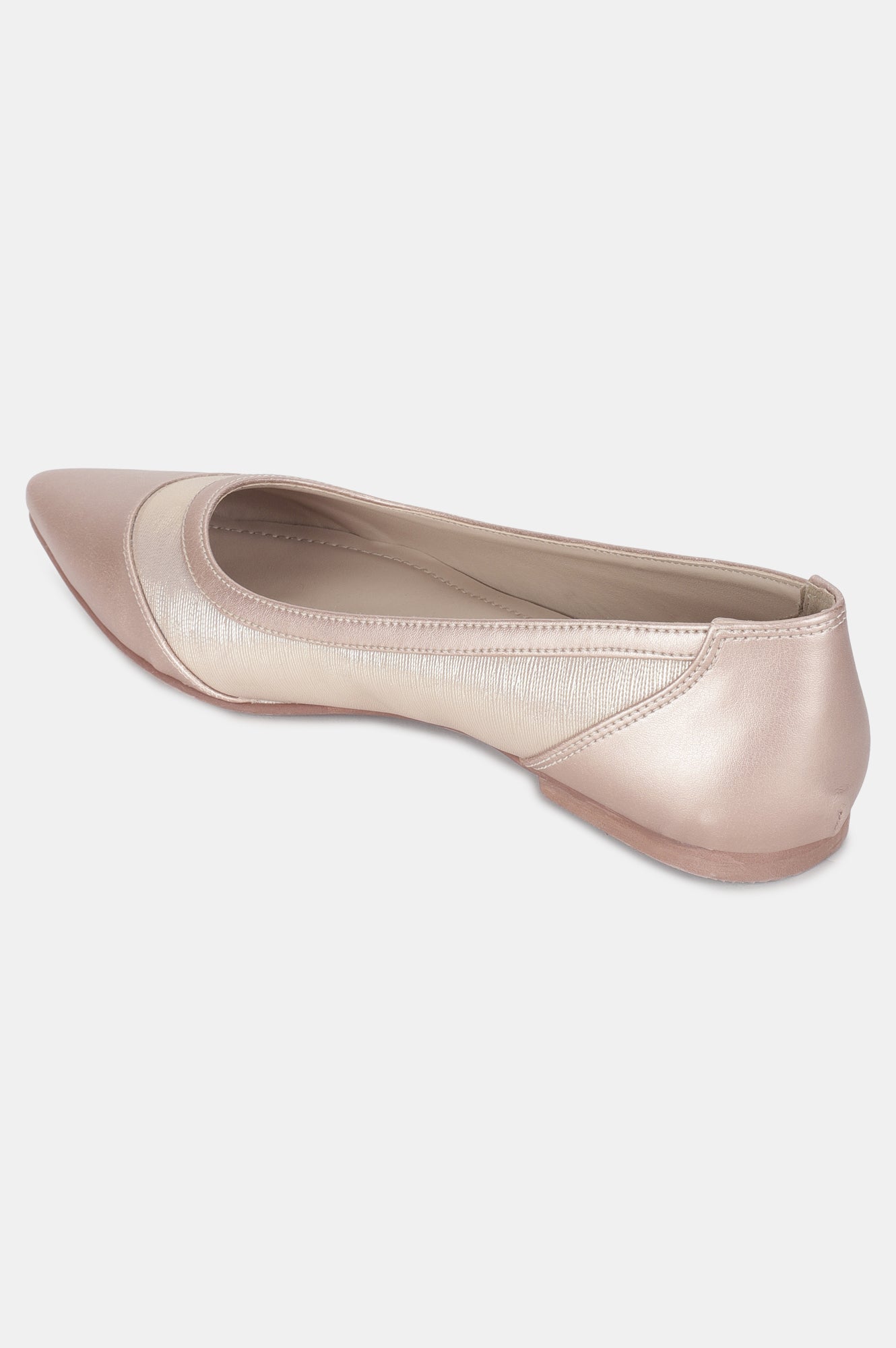 Rose Gold Pointed Toe Textured Flat-ZJOYCE