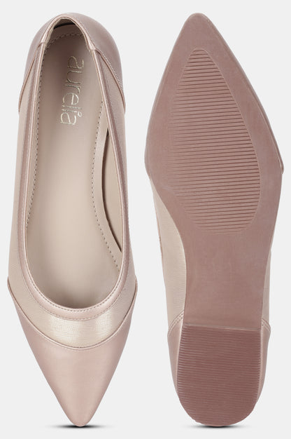 Rose Gold Pointed Toe Textured Flat-ZJOYCE