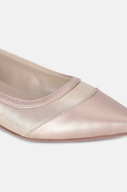 Rose Gold Pointed Toe Textured Flat-ZJOYCE