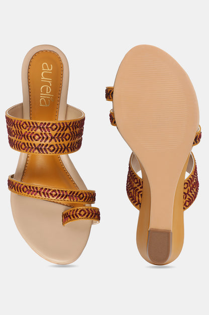 Aurelia Embroidered Open Wedge-Znoor