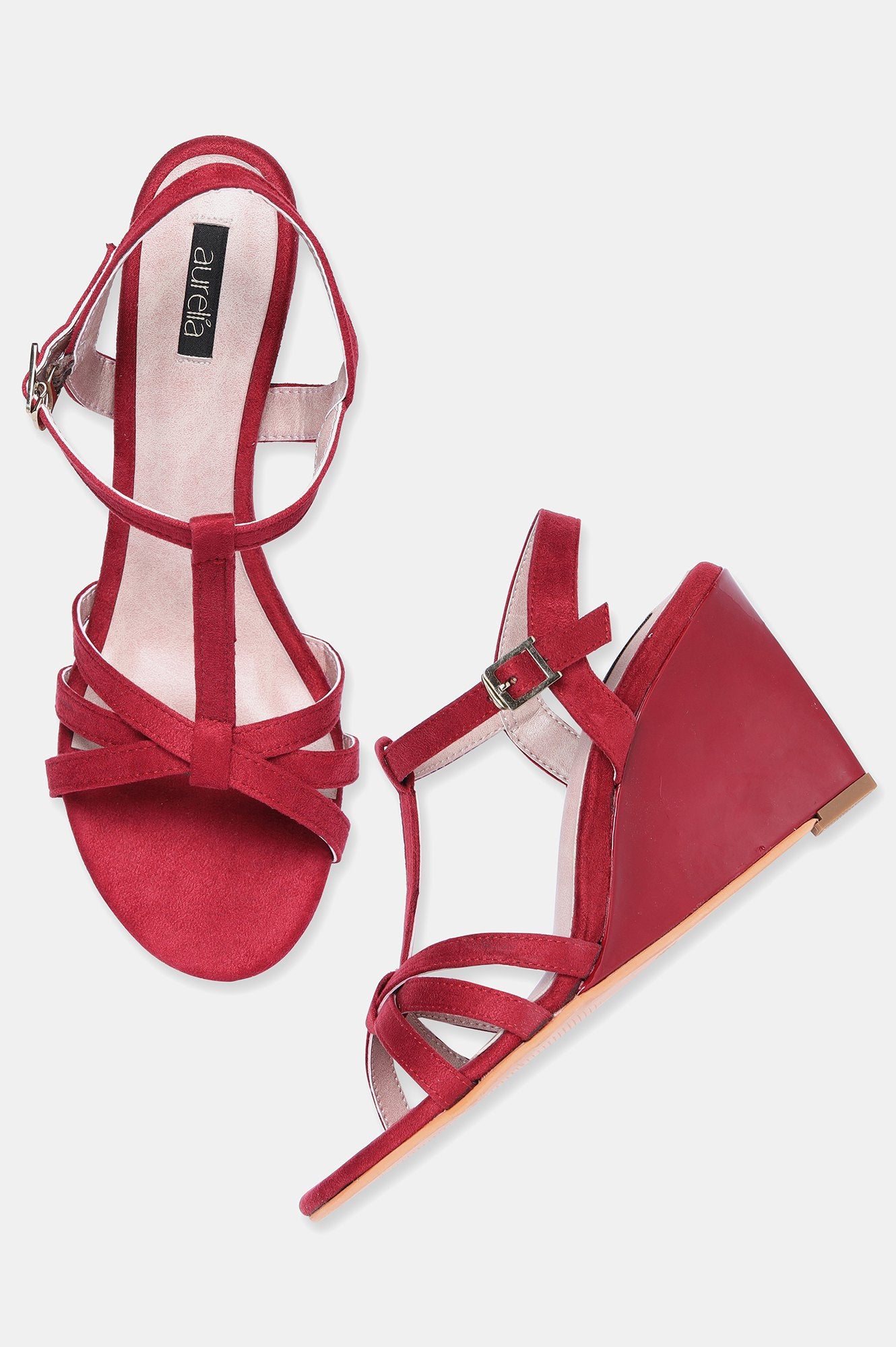 Burgundy Almond Toe Textured Wedge-Zsky