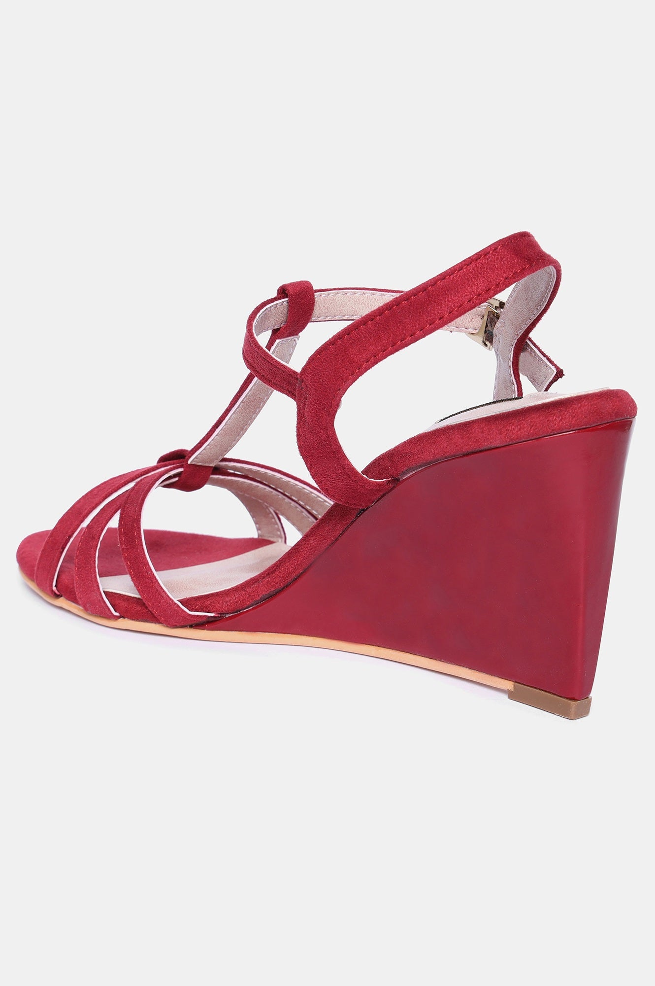 Burgundy Almond Toe Textured Wedge-Zsky