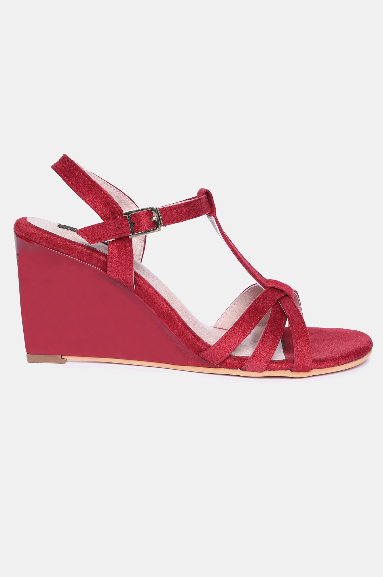 Burgundy Almond Toe Textured Wedge-Zsky