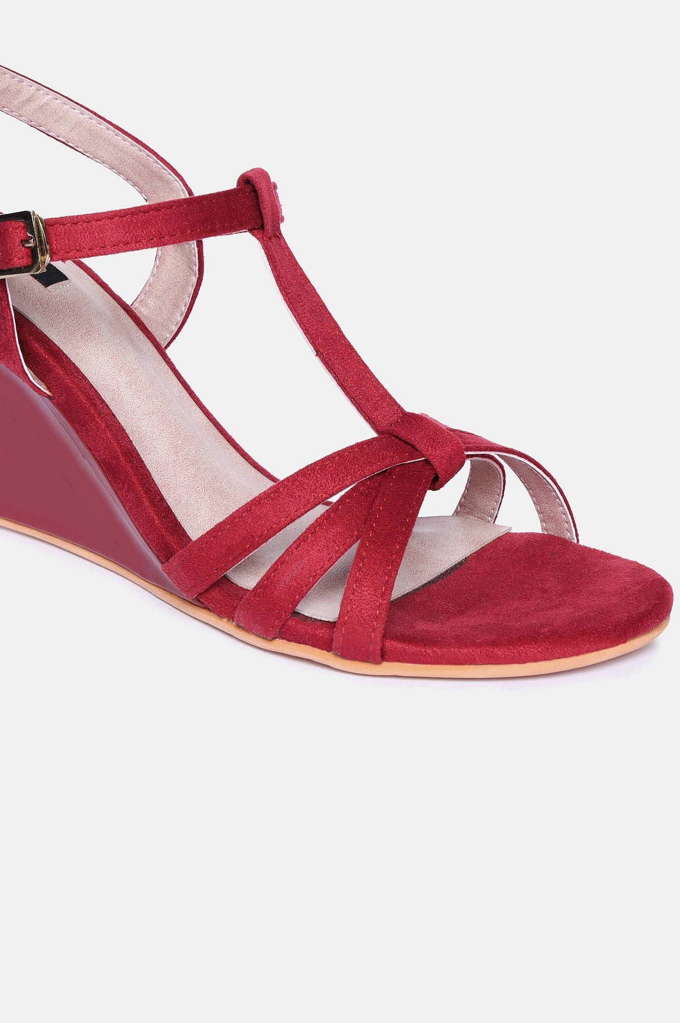 Burgundy Almond Toe Textured Wedge-Zsky