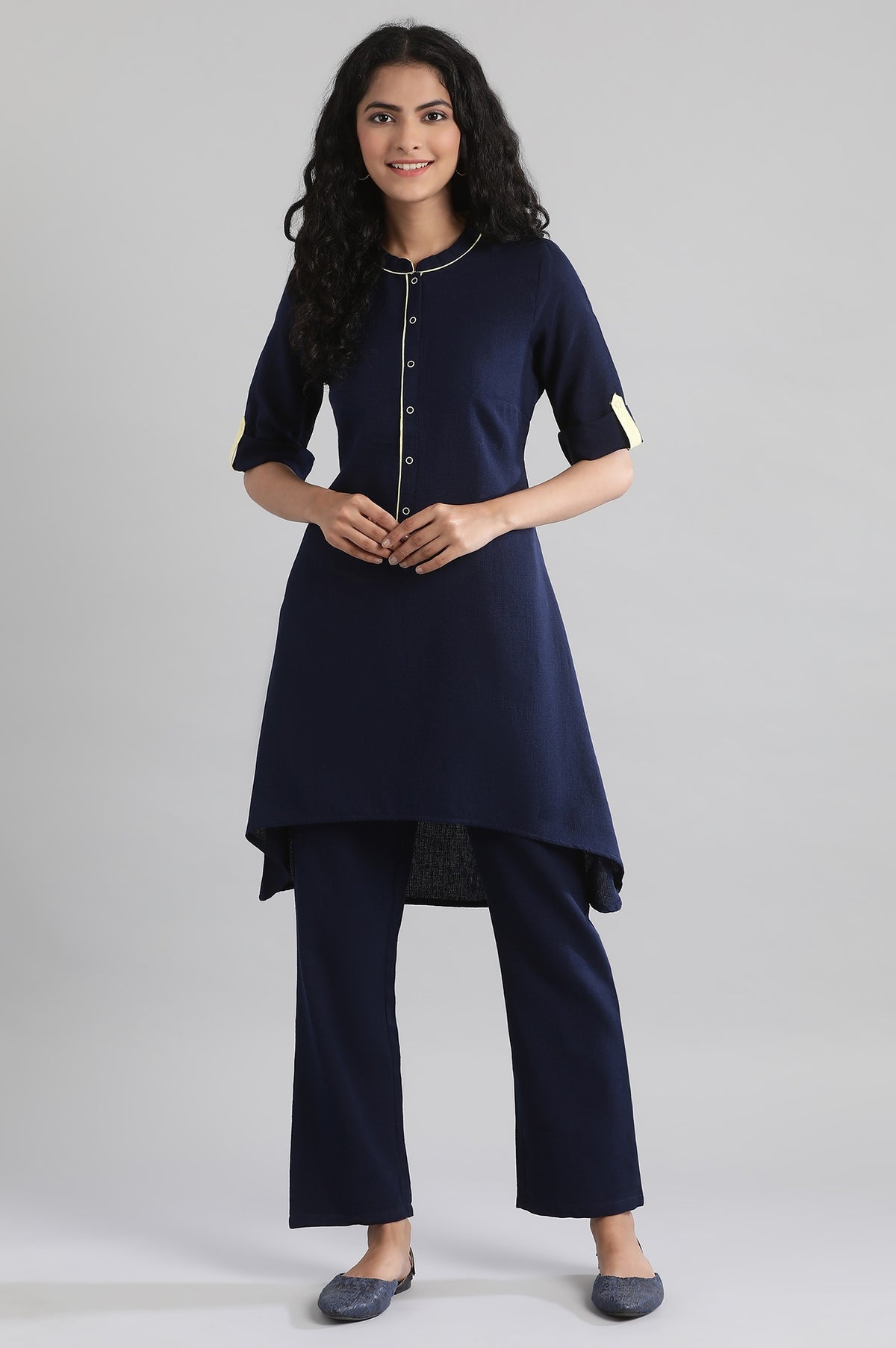 Navy Mandarin Neck kurta - L