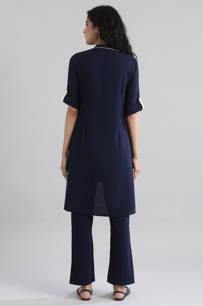 Navy Mandarin Neck kurta