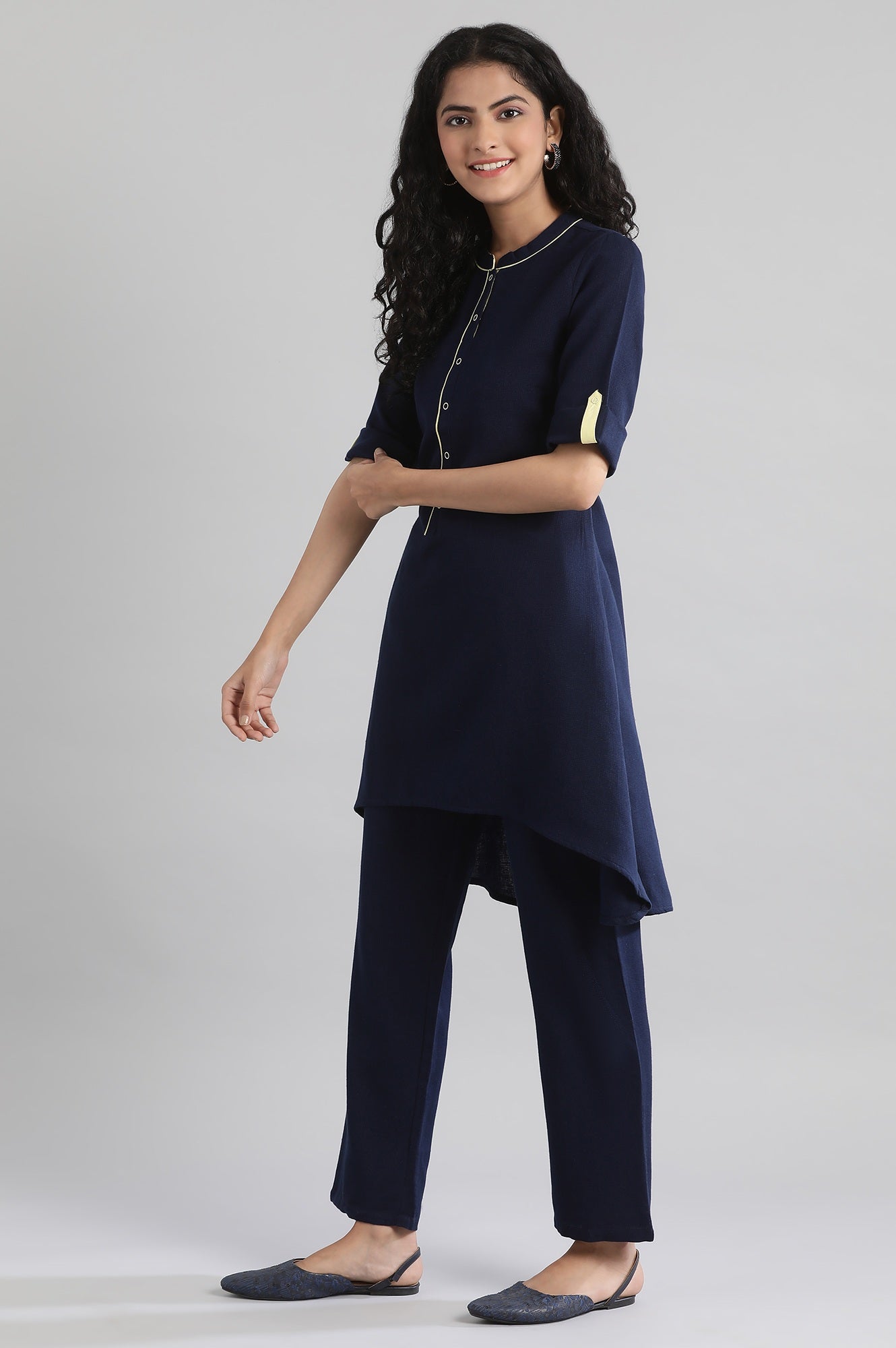 Navy Mandarin Neck kurta