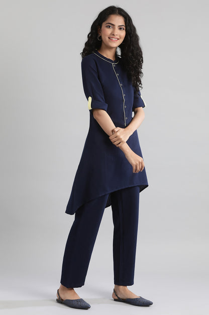 Navy Mandarin Neck kurta